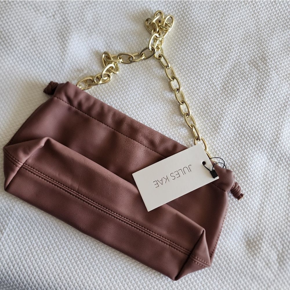 Jules Kae Mauve Clutch with Gold Chain